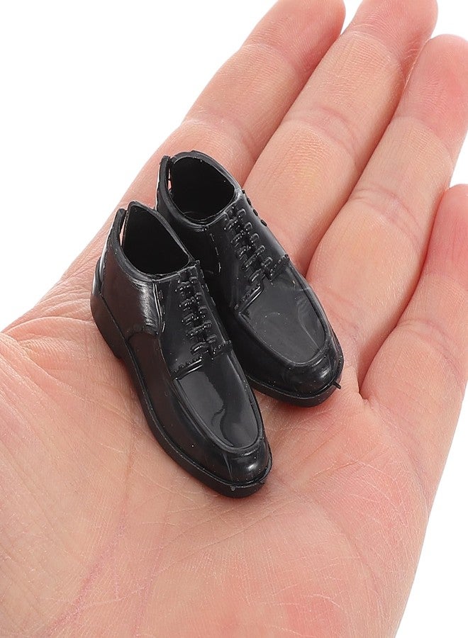 ERINGOGO 10 Pairs Miniature Black Doll Shoes for Scale Dolls Charming Design for Dollhouse Games and Micro Landscape Decorations Easy Swap - Image 3
